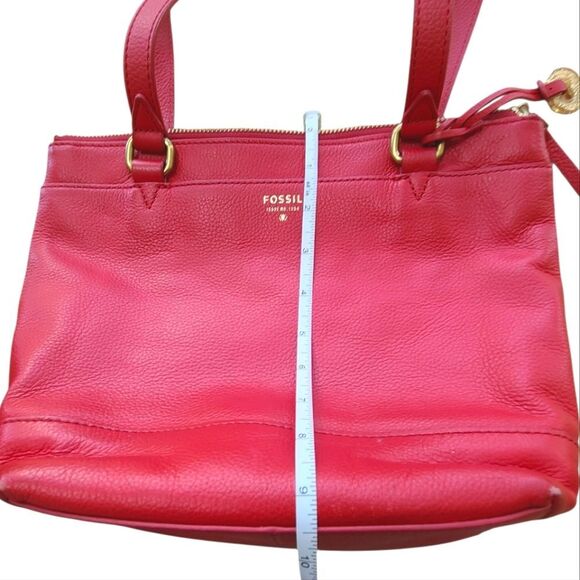 Fossil Red Leather Small Tote Bag Purse - Picture 5 of 14